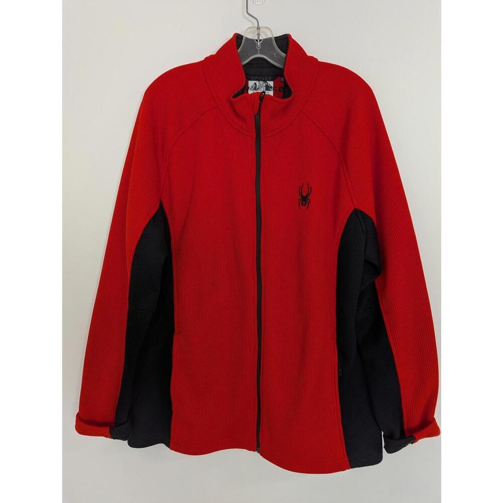 Spyder Men's Zip Up Heavy Sweatshirt in Red Black Size XXL Shacket Streetwear